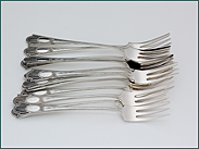 12 zilveren gebaksvorken luxe parelrand 1925-1953