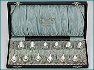 12 zilveren jugendstil theelepels in etui 1906-1922