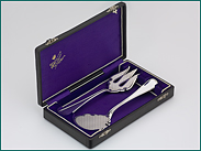 Zilveren dubbelrond diencouvert in etui uit 1877