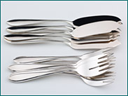 6 Zilveren puntfilet viscouverts 1946-1954