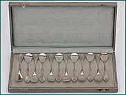 12 zilveren ijslepeltjes model waaier 1906-1924