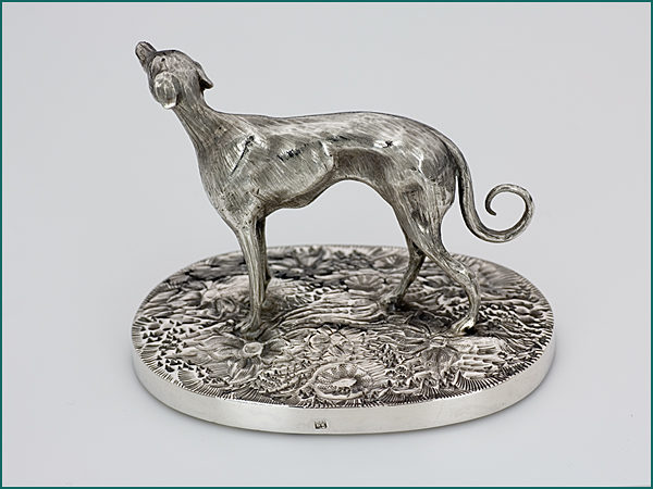 Zilveren presse papier van een hazewindhond 1856-1895-6178