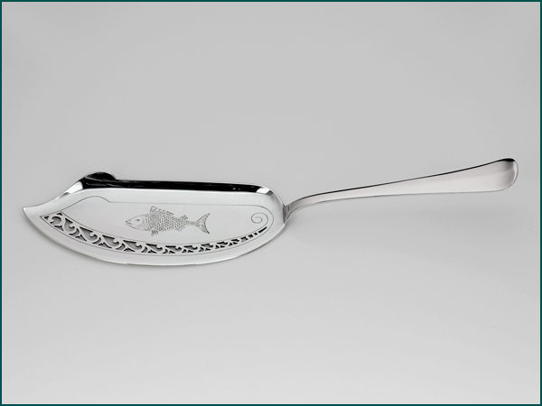 Zilveren Haags lofje visdienschep uit 1916-8972