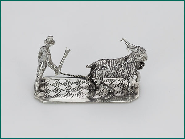 Zilveren miniatuur man met geit 17e Eeuws-0