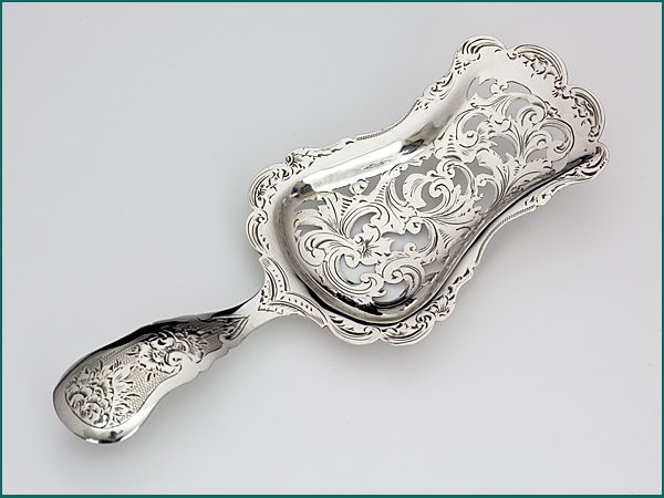 Zilveren natfruitschep met gravering uit 1856-0