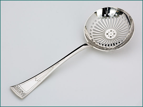 Zilveren natfruitschep met gravering uit 1912-0