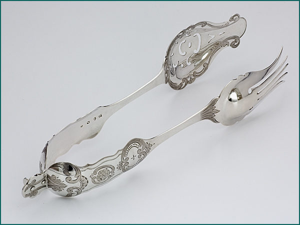 Zilveren sladientang met gravering uit 1875-0