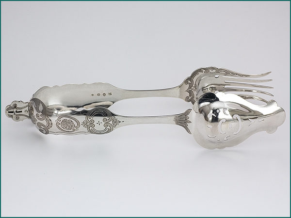 Zilveren sladientang met gravering uit 1875-7057