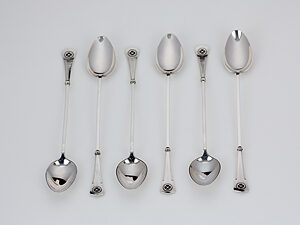 6 zilveren longdrink/sorbetlepels-0