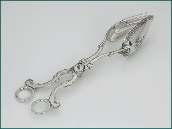 Zilveren sladientang met gravering uit 1869-8371