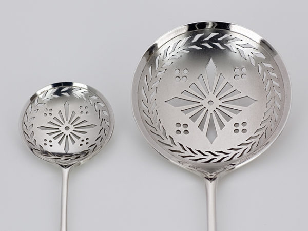 Zilveren natfruitlepel + strooilepel-9713