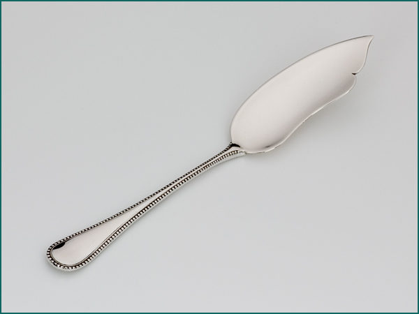 Zilveren boterspatel dubbelzijdig parelrand uit 1897-0