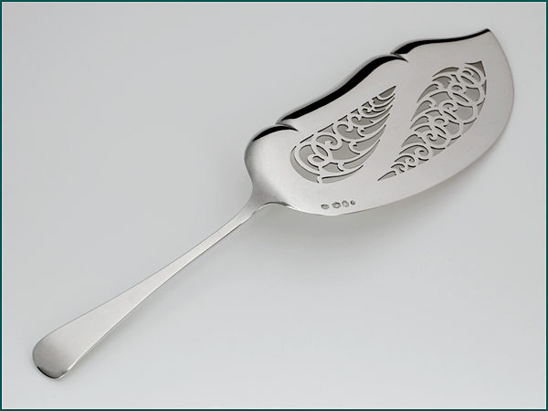 Zilveren Haags lofje visdienschep uit 1930-8979