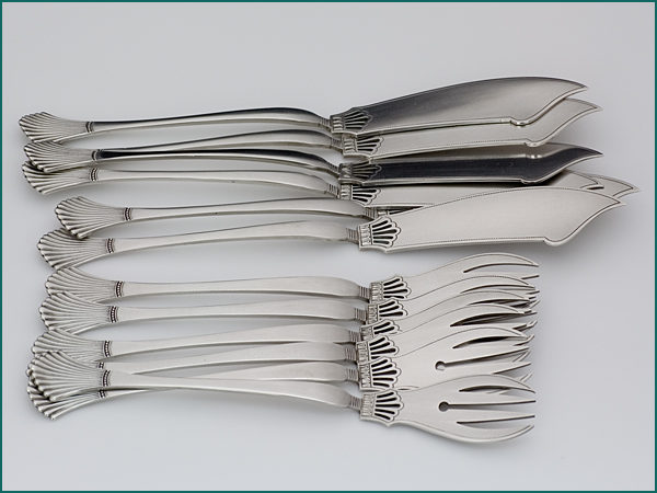 6 zilveren viscouverts luxe waaier uit 1918-0