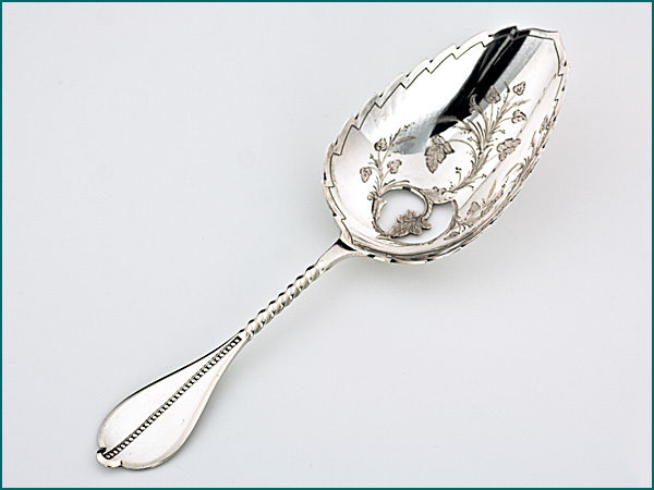 Zilveren natfruitschep met gravering uit 1895-0