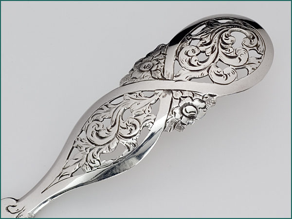Zilveren natfruitschep met gravering uit 1858-7390