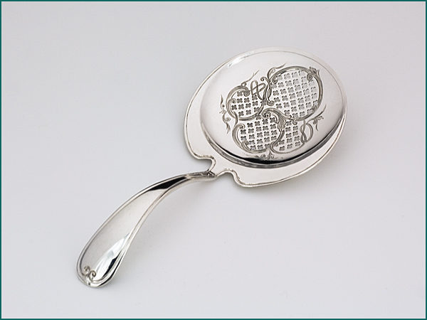 Zilveren natfruitschep met gravering uit 1878-0