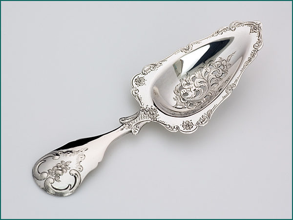 Zilveren natfruitschep met gravering uit 1861-0