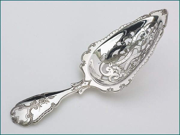 Zilveren natfruitschep met gravering uit 1880-0