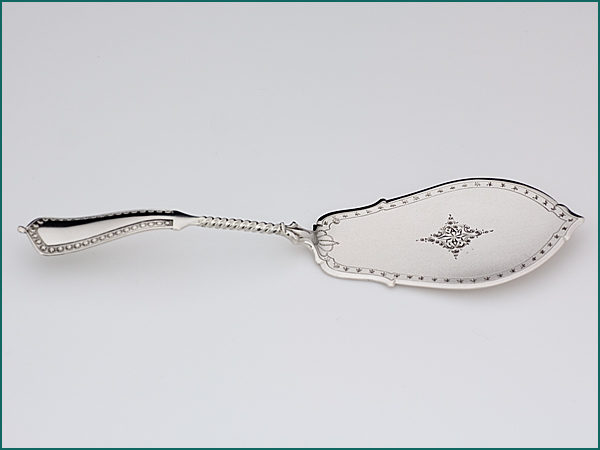 Zilveren taartschep met gravering uit 1891-4796