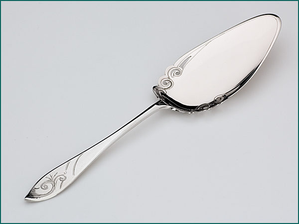 zilveren taartschep met gravering uit 1931-0