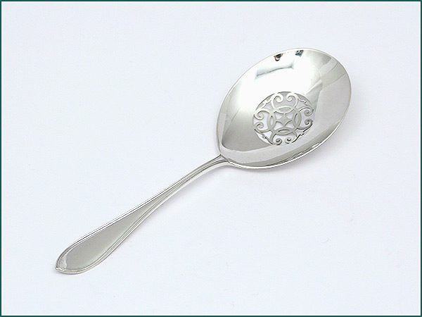 Zilveren dubbelpunt natfruitlepel uit 1919-0