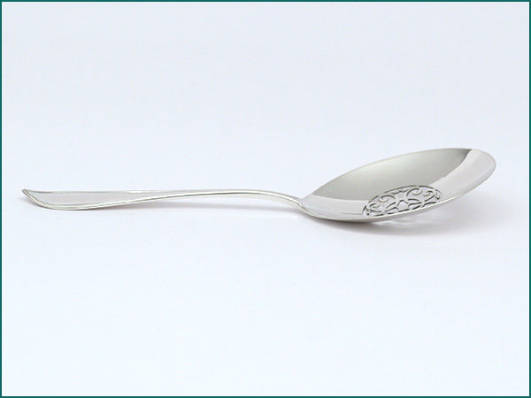 Zilveren dubbelpunt natfruitlepel uit 1919-3052