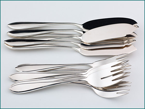 6 Zilveren puntfilet viscouverts 1946-1954-0