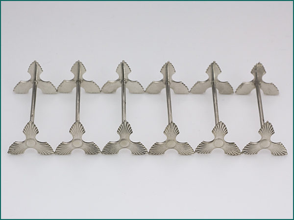 6 Zilveren messenleggers model waaier 1906-1953-0