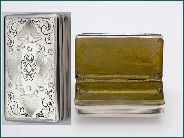 Zilveren snuifdoos met gravering uit 1852-3533