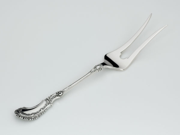 Zilveren vleesdienvork uit 1904 in etui-12094