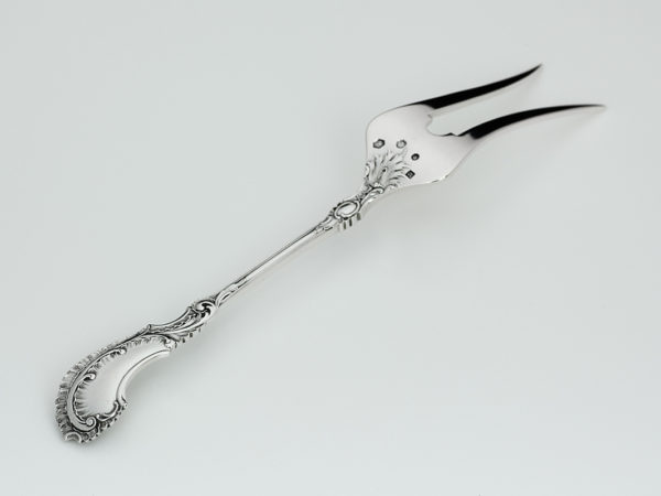 Zilveren vleesdienvork uit 1904 in etui-12093