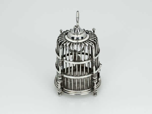 Zilveren miniatuur vogelkooi uit 1740-14842