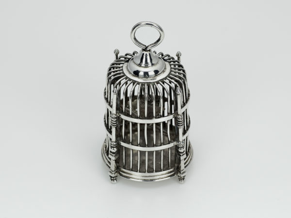 Zilveren miniatuur vogelkooi uit 1740-14840