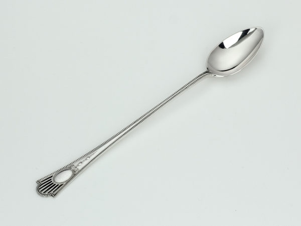 6 zilveren longdrinklepels model luxe parelrand uit 1917-15044