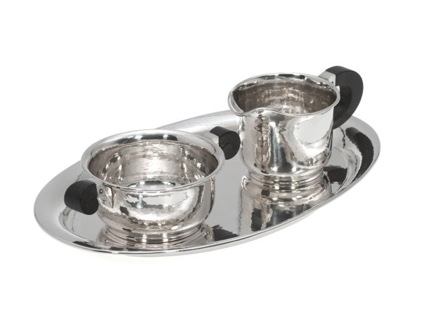 Zilveren Art Deco roomstel met ebbenhouten grepen ca. 1930-15435