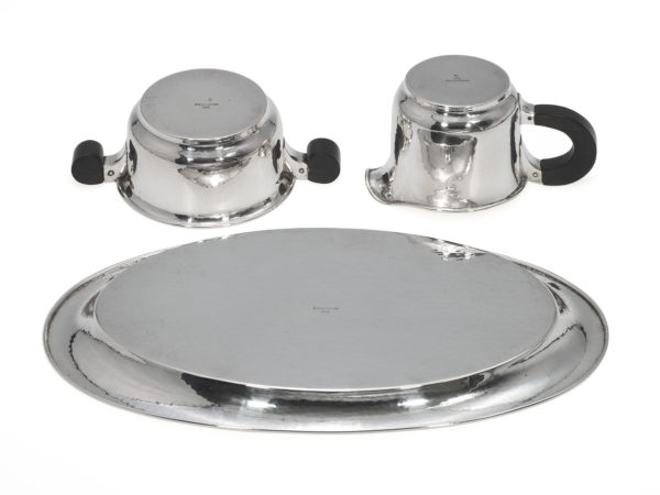 Zilveren Art Deco roomstel met ebbenhouten grepen ca. 1930-15436