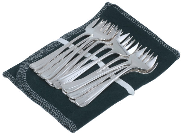 12 zilveren viertands oestervorken model 1064  1925-1953